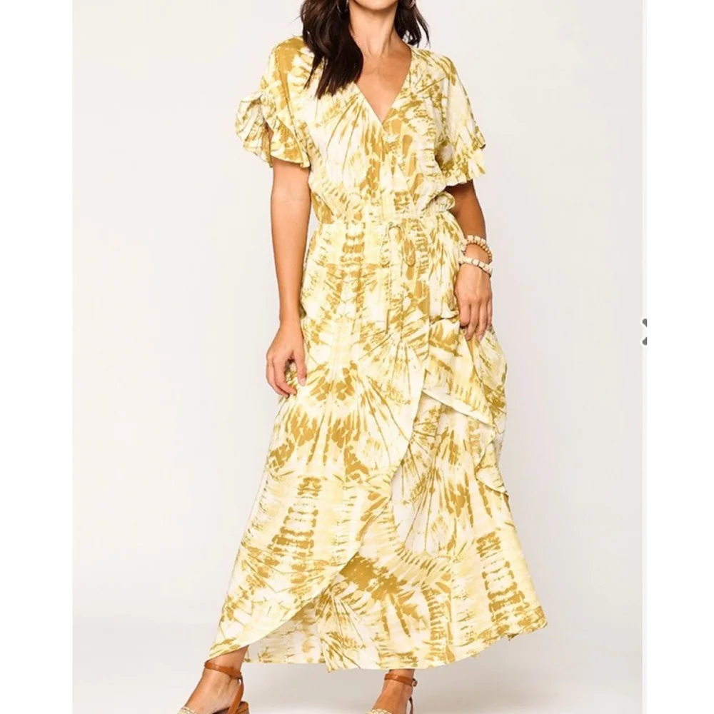GIGIO Boho Chic Golden Honey Color Tie-Dye Maxi Dress - Picture 5 of 7
